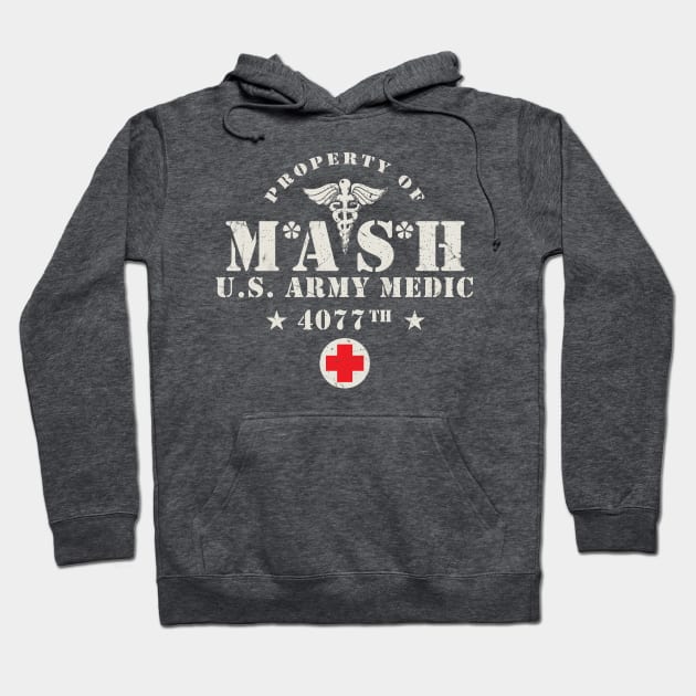 MASH 4077 Vintage Logo Hoodie by Alema Art